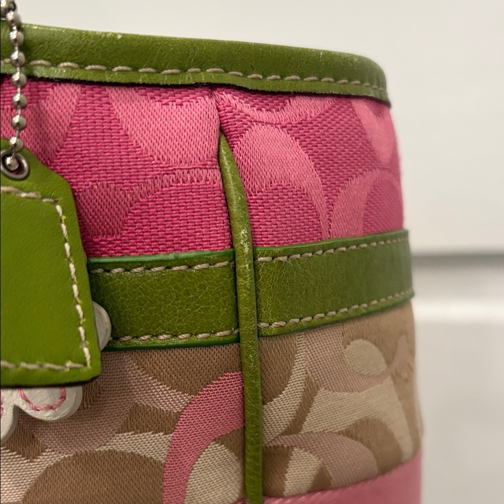 Y2K Coach Pink Lime Green Bleecker Patchwork Tote Bag 🩷🍋‍🟩 - Picture 11 of 14